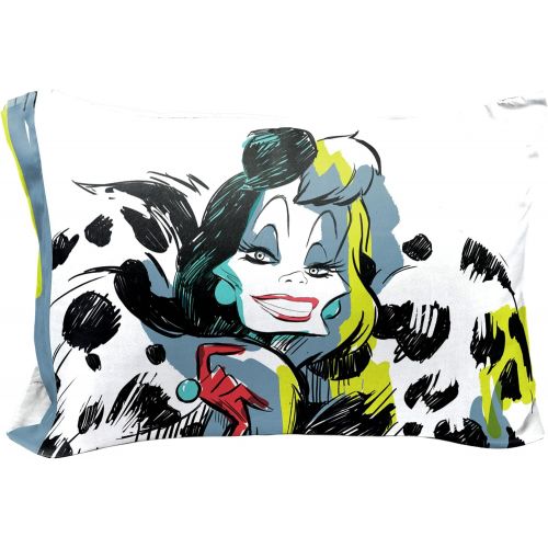  Jay Franco Disney Villains Total Chaos 1 Single Reversible Pillowcase Featuring Cruella De Vil Double Sided Kids Super Soft Bedding (Official Disney Product)