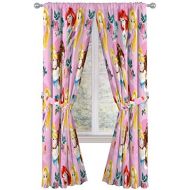 Jay Franco Disney Princess Sassy 84 Inch Drapes 4 Piece Set Beautiful Room Decor & Easy Set Up, Bedding Features Aurora & Rapunzel Window Curtains Include 2 Panels & 2 Tiebacks (Official