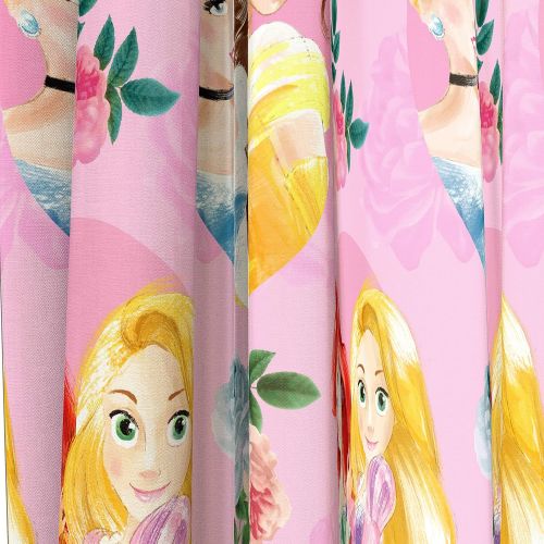  Jay Franco Disney Princess Sassy 84 Inch Drapes 4 Piece Set Beautiful Room Decor & Easy Set Up, Bedding Features Aurora & Rapunzel Window Curtains Include 2 Panels & 2 Tiebacks (Official