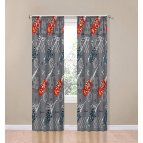  Jay Franco Disney Pixar Cars Lighnting Speed 84 Inch Drapes Beautiful Room Decor & Easy Set Up, Bedding Features Lightning McQueen Curtains Include 2 Tiebacks, 4 Piece Set (Official Disne