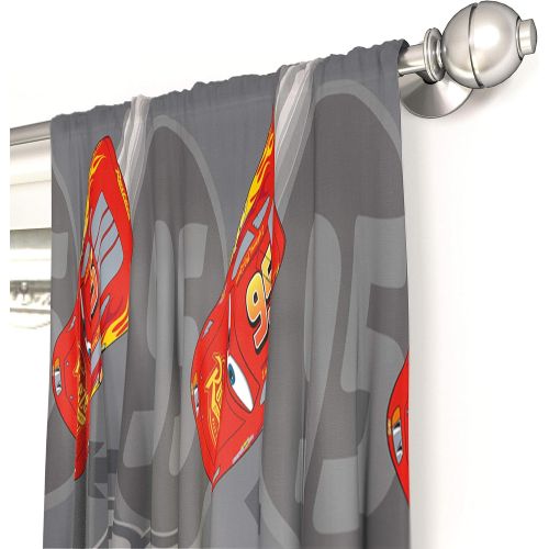  Jay Franco Disney Pixar Cars Lighnting Speed 84 Inch Drapes Beautiful Room Decor & Easy Set Up, Bedding Features Lightning McQueen Curtains Include 2 Tiebacks, 4 Piece Set (Official Disne