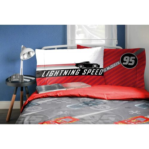  Jay Franco Disney Pixar Cars Lightening Speed 7 Piece Full Bed Set Includes Comforter & Sheet Set Bedding Features Lightning McQueen Super Soft Fade Resistant Microfiber (Official Disne