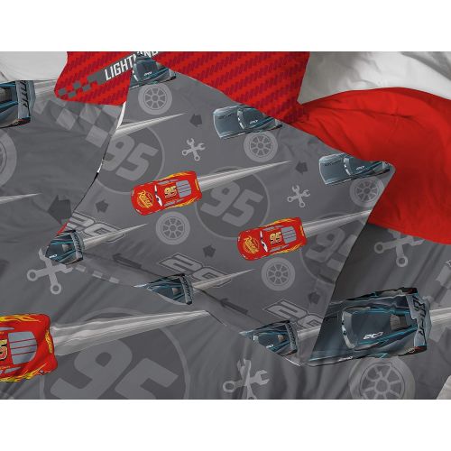  Jay Franco Disney Pixar Cars Lightening Speed 7 Piece Full Bed Set Includes Comforter & Sheet Set Bedding Features Lightning McQueen Super Soft Fade Resistant Microfiber (Official Disne