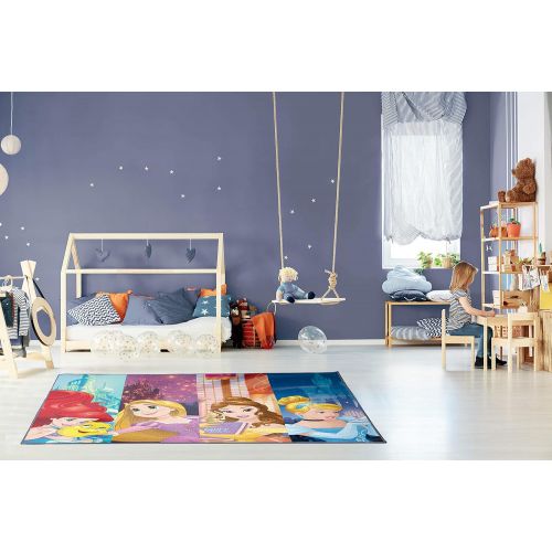  Jay Franco Disney Princess Dreamers Kids Room Rug Large Area Rug Measures 4 x 5 Feet Features Ariel, Belle, Cinderella, & Rapunzel (Offical Disney Product)