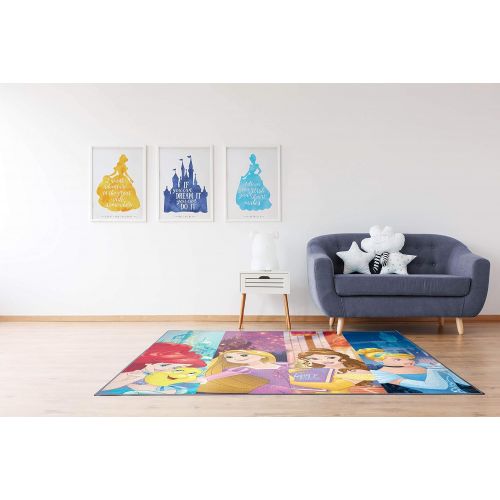  Jay Franco Disney Princess Dreamers Kids Room Rug Large Area Rug Measures 4 x 5 Feet Features Ariel, Belle, Cinderella, & Rapunzel (Offical Disney Product)