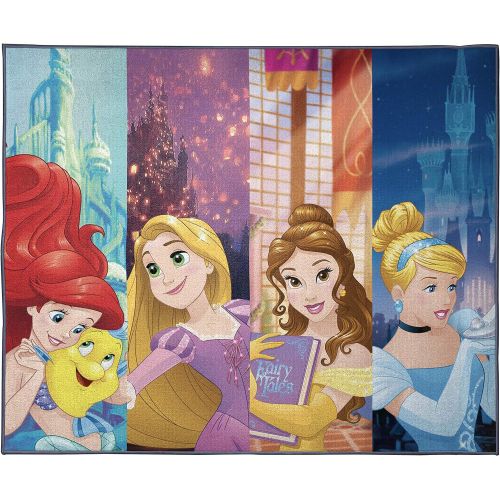  Jay Franco Disney Princess Dreamers Kids Room Rug Large Area Rug Measures 4 x 5 Feet Features Ariel, Belle, Cinderella, & Rapunzel (Offical Disney Product)