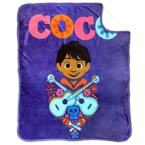  Jay Franco Disney Pixar Coco Seize The Moment Sherpa Throw Blanket Measures 50 x 60 inches, Kids Bedding Features Miguel Fade Resistant Super Soft (Official Disney Pixar Product)