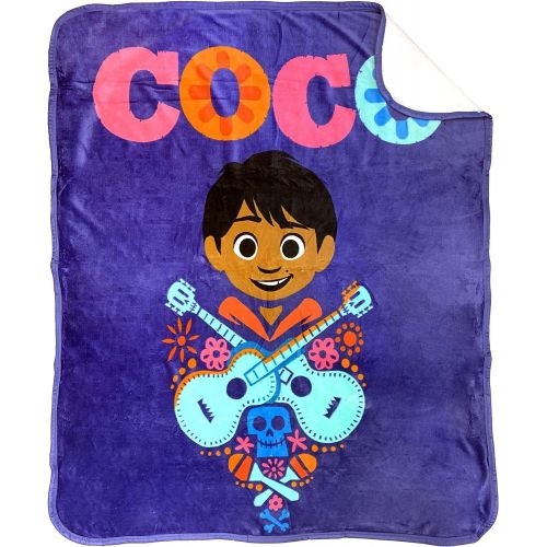  Jay Franco Disney Pixar Coco Seize The Moment Sherpa Throw Blanket Measures 50 x 60 inches, Kids Bedding Features Miguel Fade Resistant Super Soft (Official Disney Pixar Product)