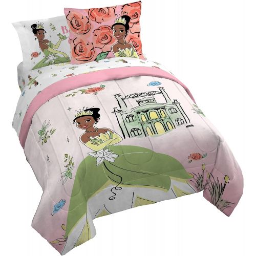  Jay Franco Disney The Princess And The Frog Beauty & Grace 7 Piece Queen Size Bed Set Includes Comforter & Sheet Set Featuring Tiana Super Soft Bedding Fade Resistant Microfiber (Official