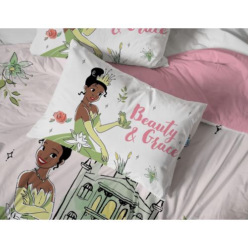 Jay Franco Disney The Princess And The Frog Beauty & Grace 7 Piece Queen Size Bed Set Includes Comforter & Sheet Set Featuring Tiana Super Soft Bedding Fade Resistant Microfiber (Official