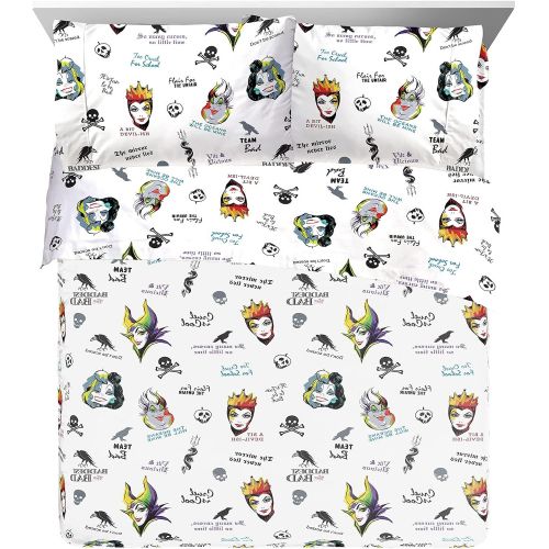  Jay Franco Disney Villains Baddest of Bad Queen Sheet Set 4 Piece Set Super Soft and Cozy Kid’s Bedding Fade Resistant Microfiber Sheets (Official Disney Product)