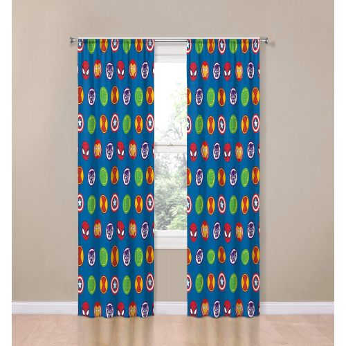  [아마존베스트]Jay Franco Marvel Super Hero Adventures Double Team 84 Inch Drapes - Beautiful Room Decor & Easy Set Up, Bedding Features The Avengers - Curtains Include 2 Tiebacks, 4 Piece Set (Official Mar