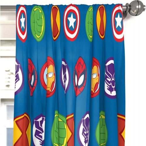  [아마존베스트]Jay Franco Marvel Super Hero Adventures Double Team 84 Inch Drapes - Beautiful Room Decor & Easy Set Up, Bedding Features The Avengers - Curtains Include 2 Tiebacks, 4 Piece Set (Official Mar