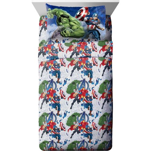  Jay Franco Marvel Avengers Blue Circle 4Piece Full Sheet Set