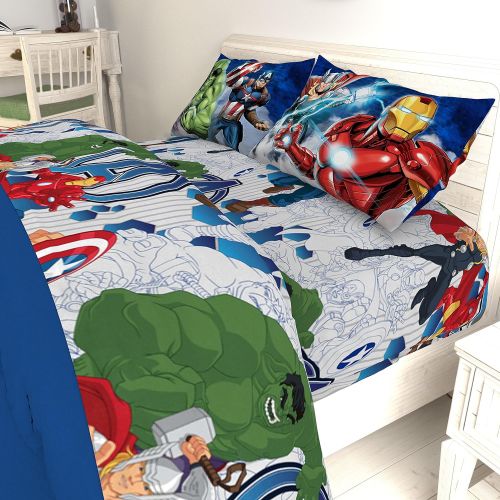  Jay Franco Marvel Avengers Blue Circle 4Piece Full Sheet Set