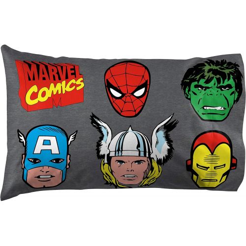  Jay Franco Marvel Superheros Microfiber 3 Piece Twin Sheet Set, Gray