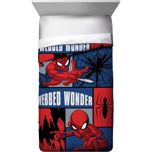  Jay Franco Marvel Spiderman Webbed Wonder Twin Comforter & Sham Set - Super Soft Kids Bedding - Fade Resistant Polyester Microfiber Fill (Official Marvel Product)