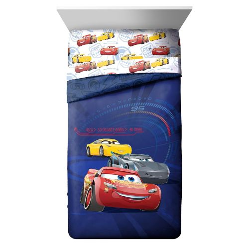  Jay Franco Disney Pixar Cars 3 High Tech Twin Comforter - Super Soft Kids Reversible Bedding features Lightning McQueen - Fade Resistant Polyester Microfiber Fill (Official Disney Pixar Produ