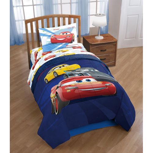  Jay Franco Disney Pixar Cars 3 High Tech Twin Comforter - Super Soft Kids Reversible Bedding features Lightning McQueen - Fade Resistant Polyester Microfiber Fill (Official Disney Pixar Produ