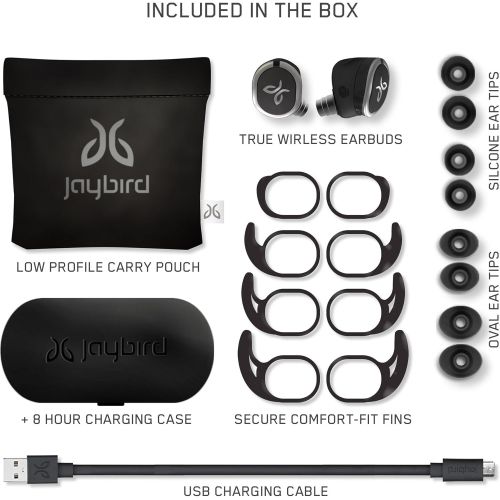  Jaybird RUN True Wireless Headphones for Running, Secure Fit, Sweat-Proof and Water Resistant, Custom Sound, 12 Hours In Your Pocket, Music + Calls (Jet)