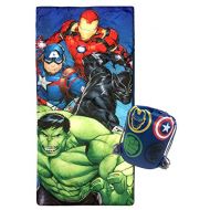 [아마존베스트]Jay Franco Marvel Avengers Battle Formation Slumber Sack - Cozy & Warm Kids Lightweight Slumber Bag/Sleeping Bag - Featuring Captain America, Iron Man, Black Panther, Hulk (Officia