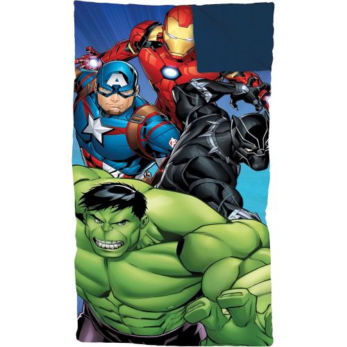  [아마존베스트]Jay Franco Marvel Avengers Battle Formation Slumber Sack - Cozy & Warm Kids Lightweight Slumber Bag/Sleeping Bag - Featuring Captain America, Iron Man, Black Panther, Hulk (Officia