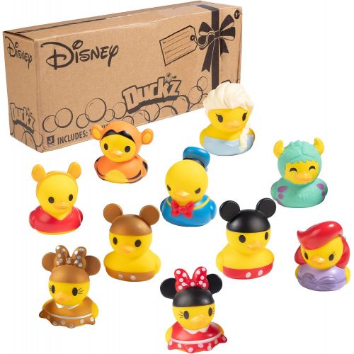  Jazwares Disney Duckz Rubber Duckies - Mickey, Minnie, Elsa, Ariel and More - 10 Different Duck Characters - Great Easter Gift & Bath Toy for Kids - Ages 3+