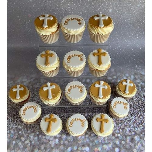  2 PCS JeVenis Baptism Cake Decorations Large Size Cross Cupcake Mold Cross Mold Baptism Cakepop Mold for Baptism Party Supplies Baby Shower Wedding Party