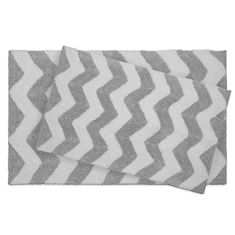 Jean Pierre Zigzag 2-Piece Reversible Cotton Bath Mat Set