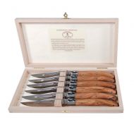 Jean Dubost Laguiole 6pc Steak Knife Set with Olive Wood Handles