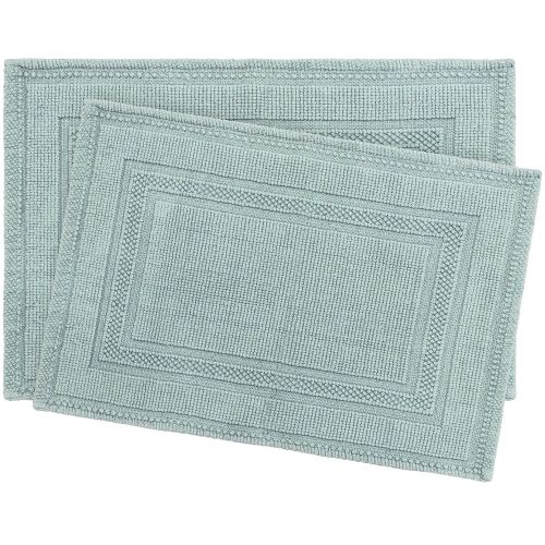  Jean Pierre New York Cotton StoneWash Racetrack 17x24/20x32 in. 2-Piece Bath Rug Set, Marine Blue