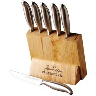 Stainless Steel Steak Knife Set of 6 With Block Dishwasher, Serrated Steak Knives - by Jean Patrique