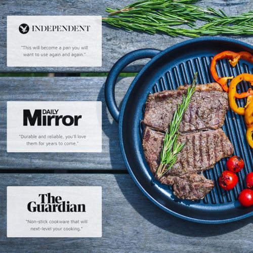  [아마존베스트]Jean Patrique The Whatever Pan - Cast Aluminium Griddle Pan with Glass Lid | 10.6 Diameter, Induction Compatible, Non-Stick