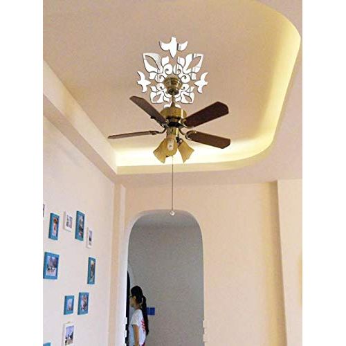  Jeash Creative Abstract Acrylic Mirror Stickers Decorative Wall Stickers Bathroom Bedroom Living Room Ceiling Decorative Stickers TV Background Home Decoration (Gold, 300300mm)