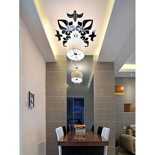  Jeash Creative Abstract Acrylic Mirror Stickers Decorative Wall Stickers Bathroom Bedroom Living Room Ceiling Decorative Stickers TV Background Home Decoration (Gold, 300300mm)