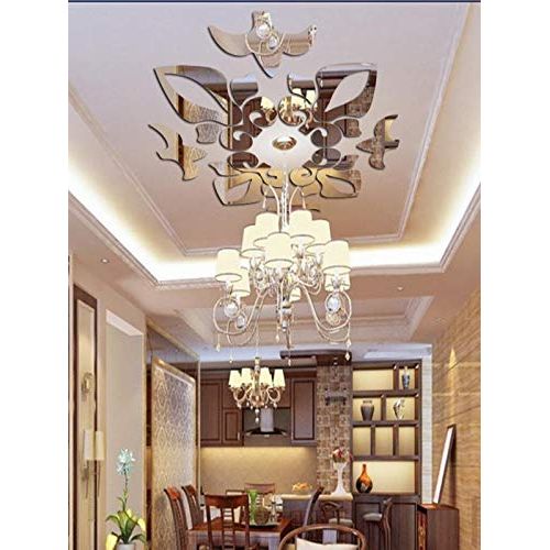  Jeash Creative Abstract Acrylic Mirror Stickers Decorative Wall Stickers Bathroom Bedroom Living Room Ceiling Decorative Stickers TV Background Home Decoration (Gold, 300300mm)