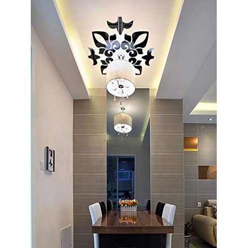  Jeash Creative Abstract Acrylic Mirror Stickers Decorative Wall Stickers Bathroom Bedroom Living Room Ceiling Decorative Stickers TV Background Home Decoration (Black, 300300mm)