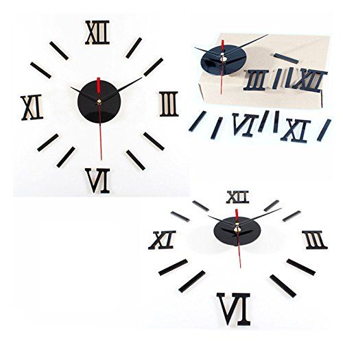  Jeash Creative Mirror Acrylic Stickers Unique Design Decorative Silent Digital Wall Clock Wall Stickers Bathroom Bedroom Living Room Decorative Stickers TV Background Home Decorati