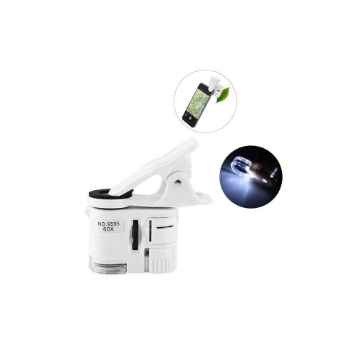  [아마존베스트]Jectse Mini Mobile Phone Microscope, 60X Zoom LED Clip Loupe Microscope with UV Currency Detector,Jewelry & Antique Evaluating, Crafting and Repairing Magnifier,for Universal Mobile Phone