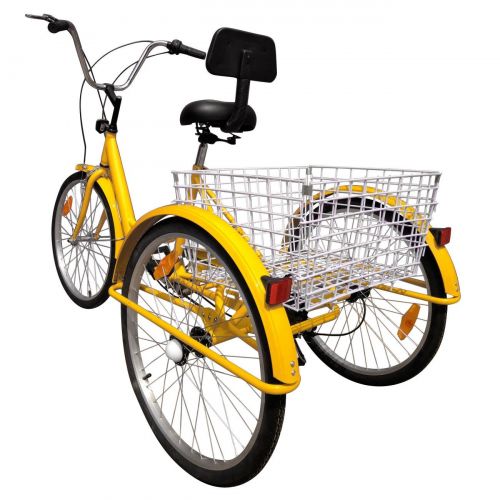  JedaJeda 24 3 Wheel Yellow Color Adult Bike Tricycle Basket Trike Cruise 6 Speed Shimano