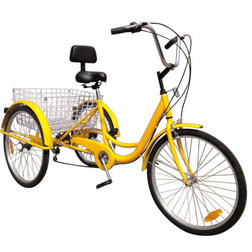  JedaJeda 24 3 Wheel Yellow Color Adult Bike Tricycle Basket Trike Cruise 6 Speed Shimano