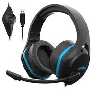 Jeecoo Xiberia V22 Gaming Headset for PC- Deep Bass 3D Surround Sound- USB Headphones with Noise Cancelling Microphone RGB Lights Plug & Play for Laptops Computers