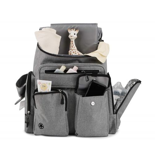  Jeep Adventurers Diaper Backpack Crosshatch, Heather Grey