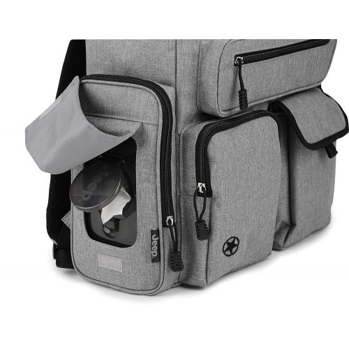  Jeep Adventurers Diaper Backpack Crosshatch, Heather Grey