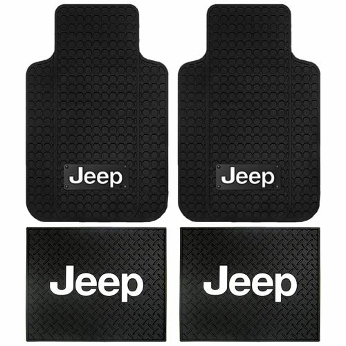  Jeep Logo Car Truck SUV Front & Rear Seat Rubber Floor Mats - 4PC