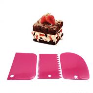 Jeerui Kuchen-Schaber-Plastikgeback-Teig-Fondant-Creme-Kuchen-Rand-Dekoration und Zuckerglasur-glattes Schneider-Set von 3