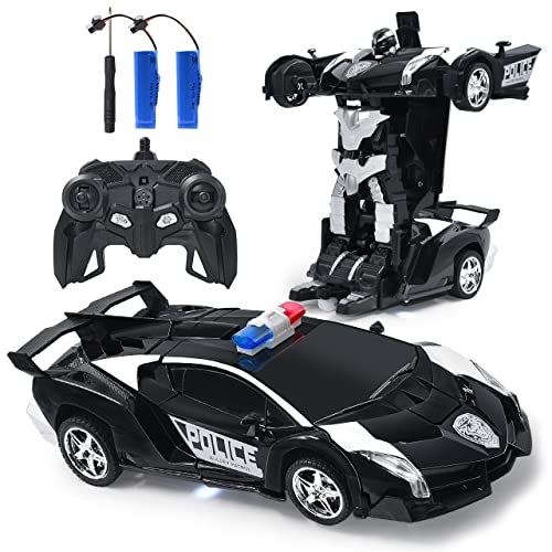  [아마존베스트]Jeestam RC Car Robot for Kids Transformation Car Toy, Remote Control Deformation Vehicle Model with One Button Transform 360°Rotating Drifting 1:18 Scale, Best Gift for Boys and Gi