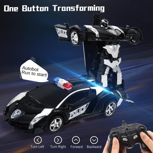  [아마존베스트]Jeestam RC Car Robot for Kids Transformation Car Toy, Remote Control Deformation Vehicle Model with One Button Transform 360°Rotating Drifting 1:18 Scale, Best Gift for Boys and Gi