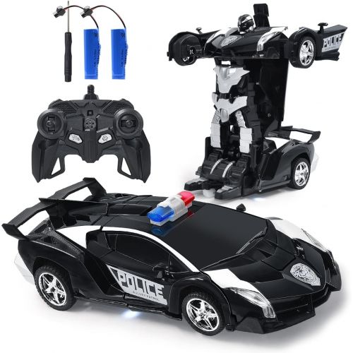  [아마존베스트]Jeestam RC Car Robot for Kids Transformation Car Toy, Remote Control Deformation Vehicle Model with One Button Transform 360°Rotating Drifting 1:18 Scale, Best Gift for Boys and Gi