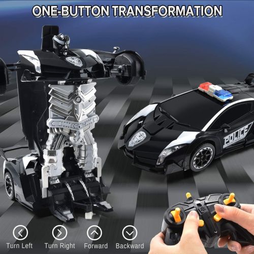  [아마존베스트]Jeestam RC Cars Robot for Kids Remote Control Transformrobot Car Toys with Gesture Sensing One-Button Deformation Auto Demo, 1:14 Scale 360° Rotation Light Music, Best Gift for Boy